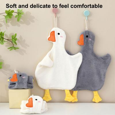 2 Pcs Goose Hand Towel Double Sided Coral Velvet Towel Absorbent Thickened Reusable Wipe Towel for Kitchen Bathroom Cleaning And Drying