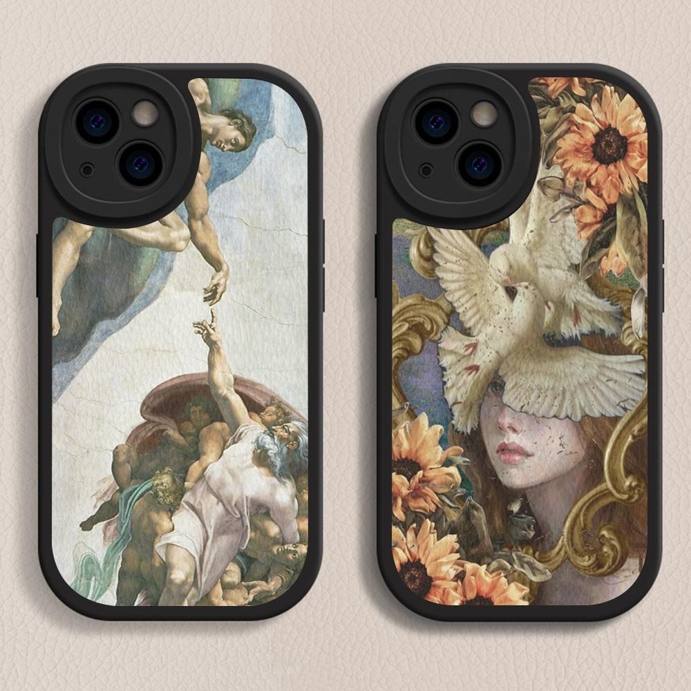Renaissance Art Phone Case Hard Leather For iPhone 16 15 14 13 12 Mini 11 14 Pro Max Xs X Xr 7 8 Plus Fundas