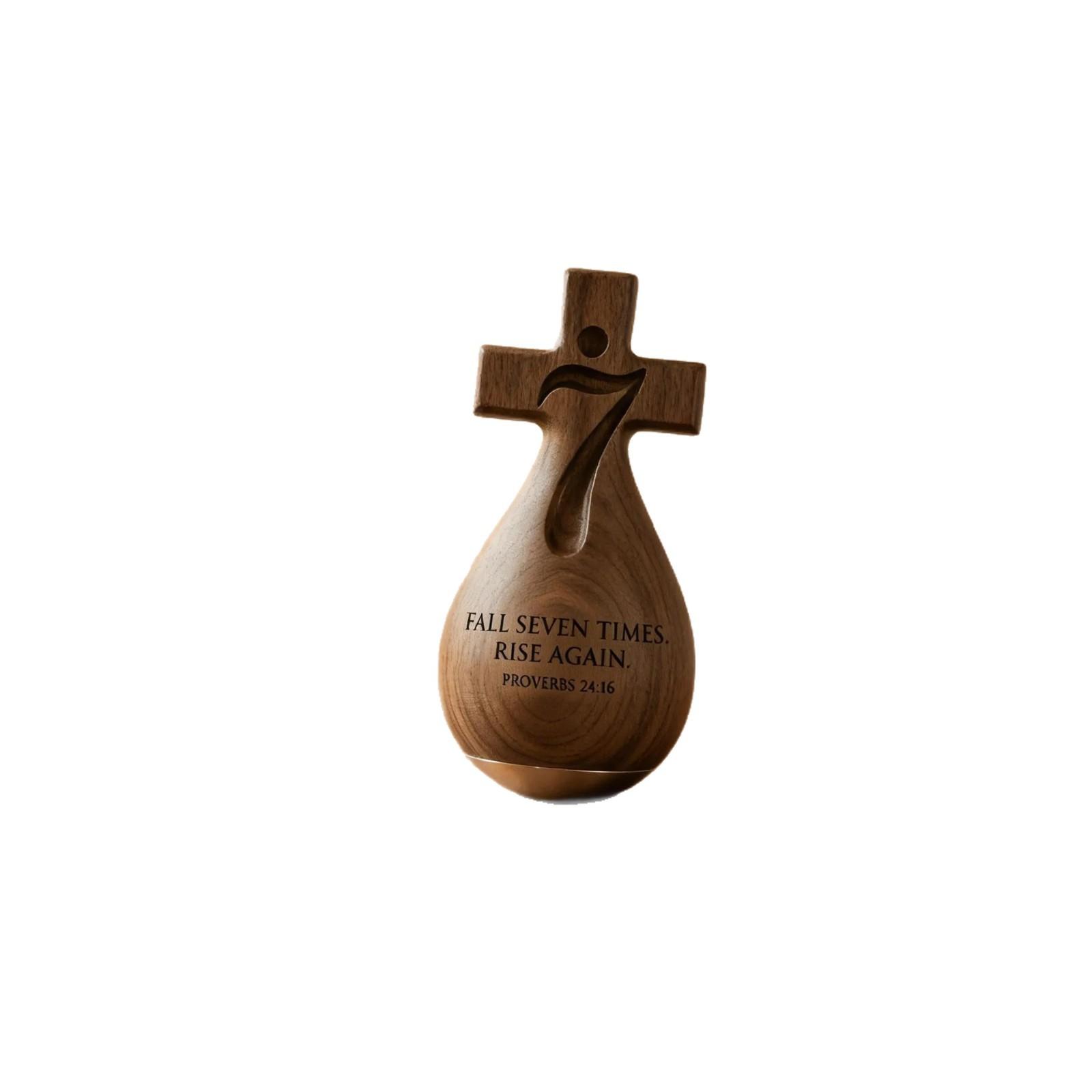 

Wooden Cross Roly-Poly Ornament, Inspirational Faith Desk Decor, 19cm 19cm