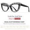 2 Pairs Trendy Reading Glasses for Women Cat Eye Limation Diamond Beautiful Decoration Eyewear Presbyopic Glasses +150 +200