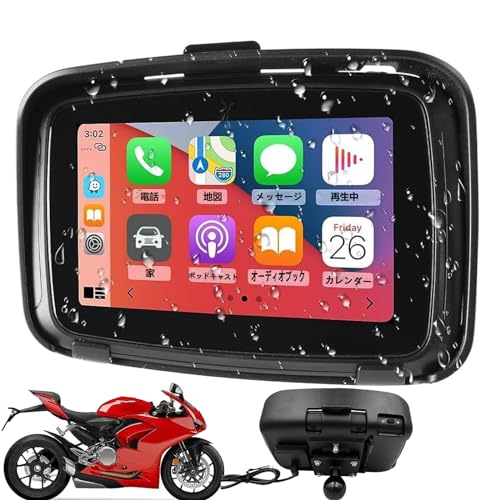 5" Motocyklová GPS, Bezdrátové Carplay/Android Auto, Vodotěsná/Odolná proti povětrnostním vlivům Dotyková obrazovka, Duální Bluetooth, Spárování s Bluetooth Intercomem/Sluchátky do helmy