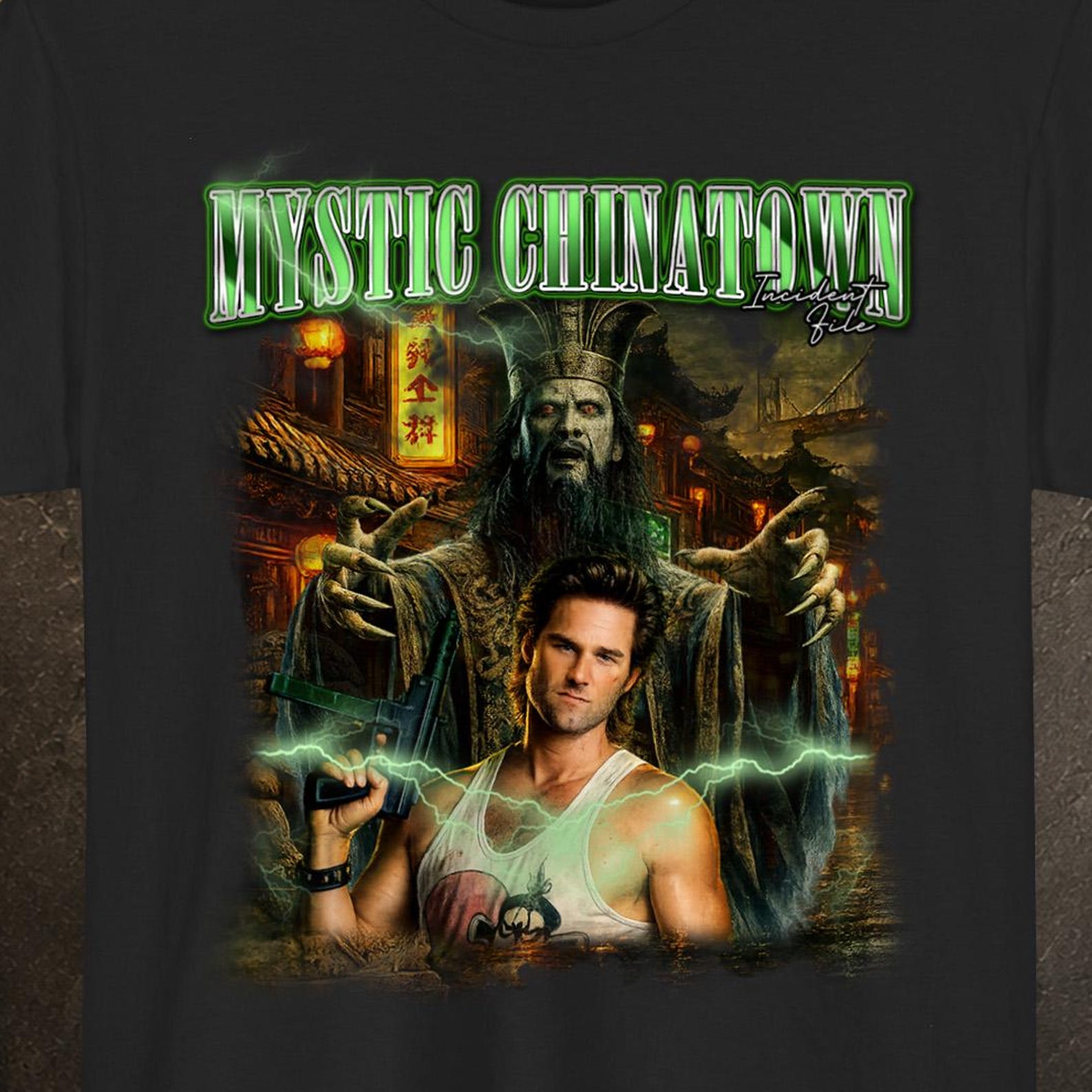 Big Trouble in Little China Shirt, Fu Manchu Shirt, Vintage 80s Tee L