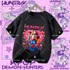 Polyester short-sleeved K-pop Demon Hunter girl cute sports shirt for children aged 1-12. Summer T-shirt. Casual top. Cartoon print