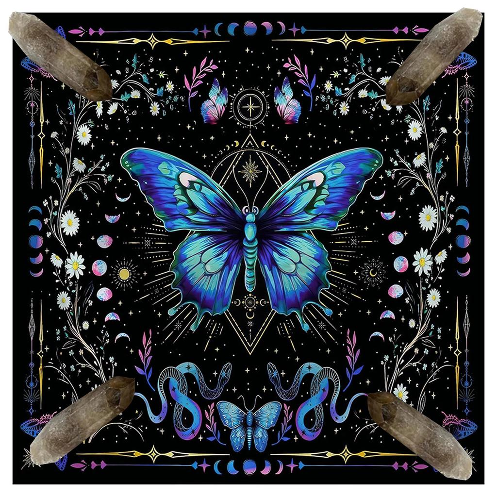 Tarot Tischdecke Schmetterling Blume Astrologie Altartuch Wahrsagekarten Tischdecke Wandteppich Hexerei Zubehör