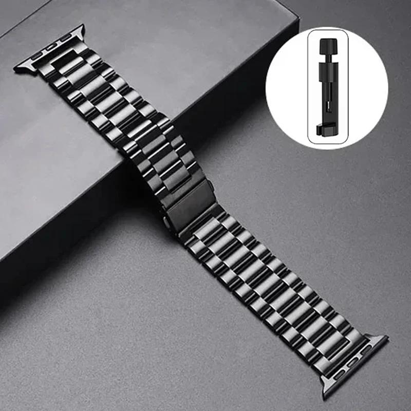Stainless Steel Strap For Apple Watch Ultra 2 49mm 45mm 41mm 40mm 44mm 46mm Watch Strap Metal Bracelet For iWatch 10 9 8 7 6 5 4