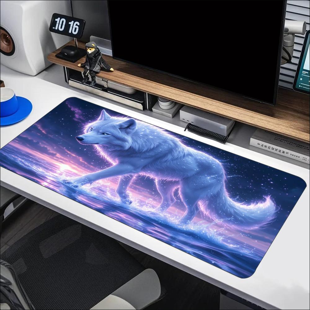 Mystical Galaxy Wolf Fantasy Art Non‑Slip Rubber Mouse Pad Smooth Desk Mat For Accurate Mouse Control Gaming Laptop Desktop Use