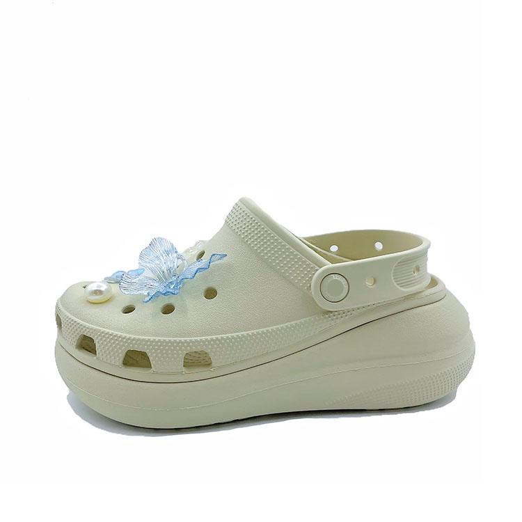 

Crocs Crush Clog Cheese Butterfly Beach Leisure Travel Niche Cute EVA Hole Shoes Unisex White 43-44 бежевый