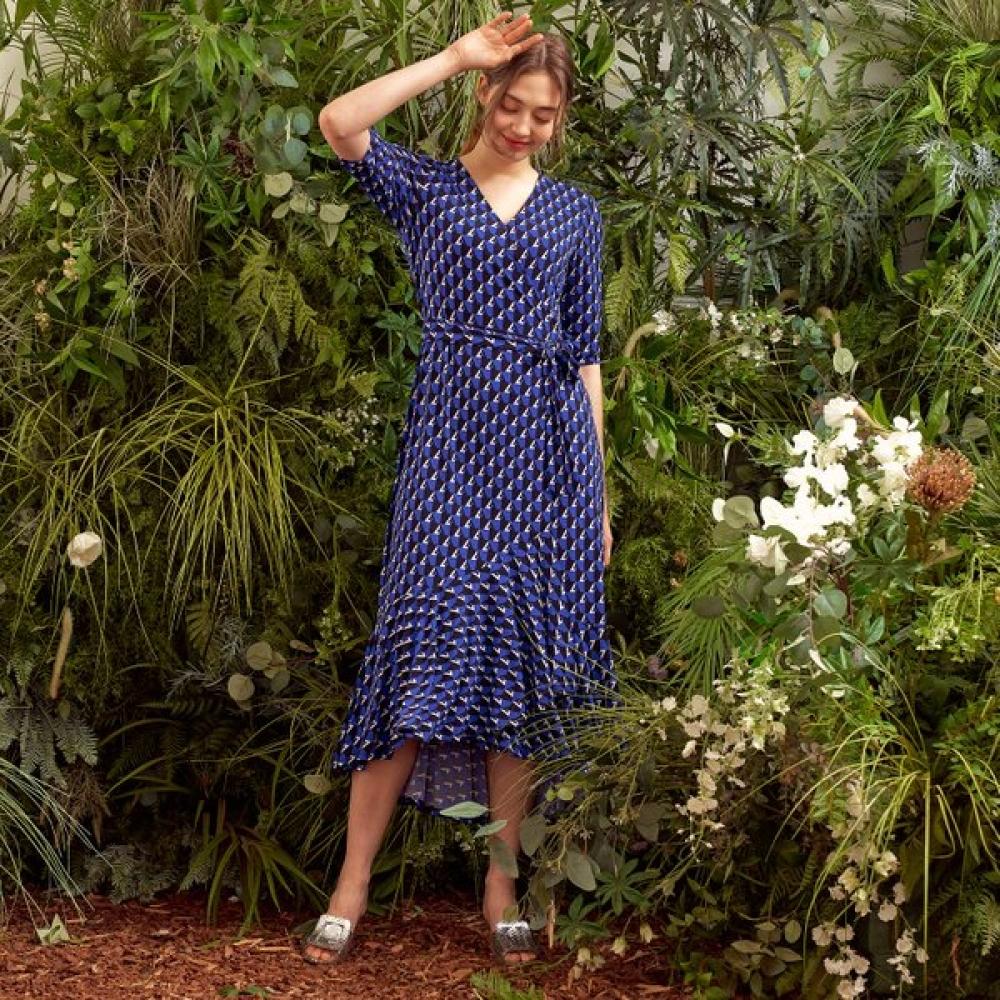 Lipbbam Frill Wrap Dress 3 4 Sleeve Creora Viviane Ldm42dj01