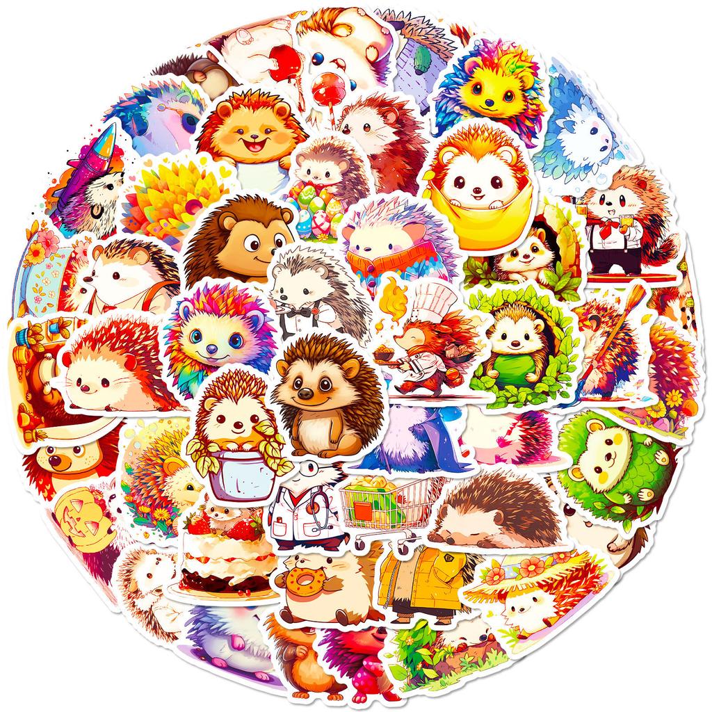 50 Little Hedgehog Stickers Cartoon Cute Animal Graffiti Stickers Diy Skateboard Mobile Phone Luggage Stickers