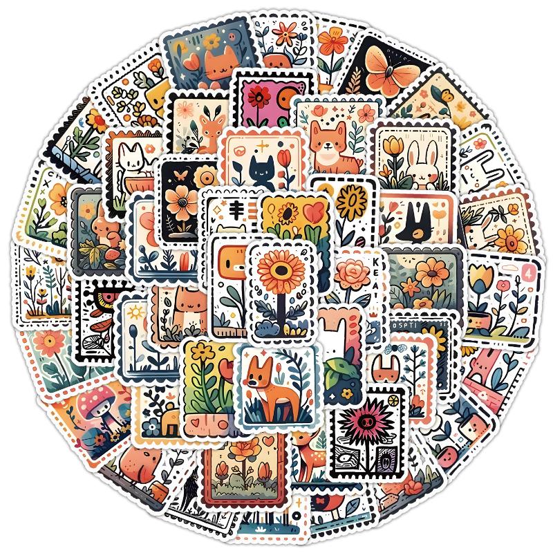 50 Buc/Set Autocolante Drăguțe cu Ștampile cu Animale Decalcomanii Bagaj Laptop Motocicletă Telefon Autocolant Impermeabil Jucărie Copii