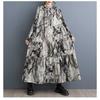 2025 Round Neck Long Sleeve Loose Skirt Women's Big Size Middle Aged Mom Dress