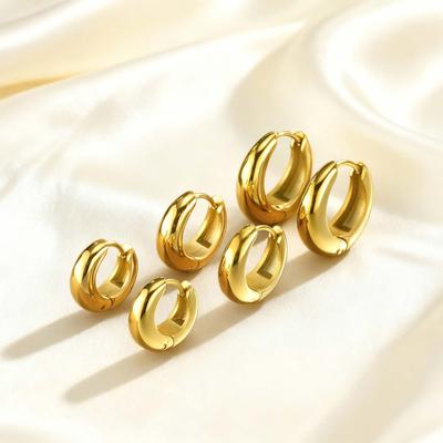 Minimalist Gold Color Hoop Earrings Stainless Steel Chunky Earrings for Women Girls Hypoallergenic Jewelry Aretes Mujer Trend