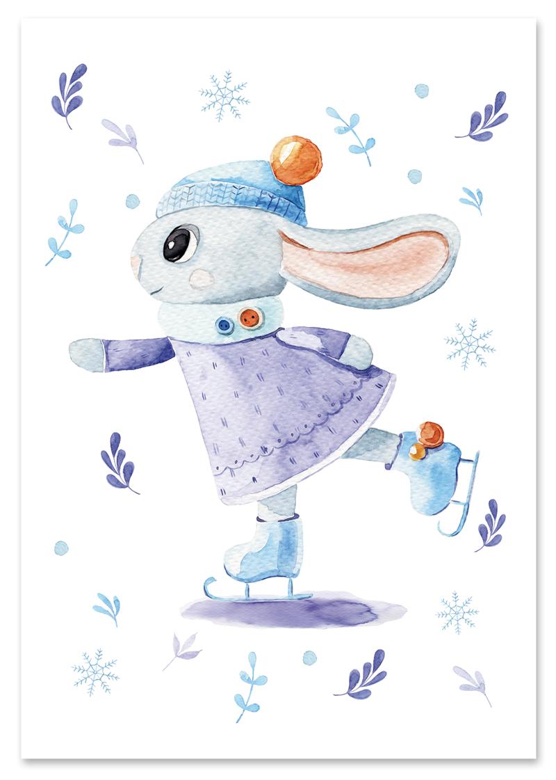 

Плакат із зайчиком-ковзаняркою для дитячої кімнати 30x40 cm