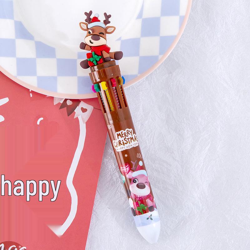 Christmas Multi-color Creative Click Ballpoint Pen - Cute Ten-Color Student Gift