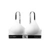 Ck96 Series Small Square Letter Logo Trim Half Detachable Shoulder Strap Wireless Bra Women Underwear Moonlight-White QF7218-100
