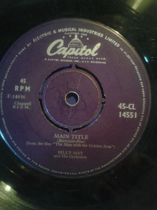 

7inch Record BILLY MAY HIS ORCHESTRA Main Title Theme From the Man Wit 45CL14551 CAPITOL 1956 UK Soundtracks Musicals Used