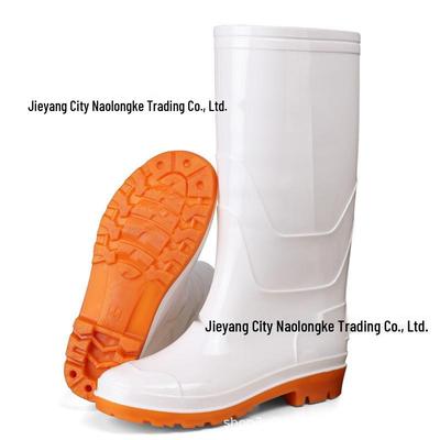 Botas de Lluvia Blancas de Goma para Hombre hasta Media Pantorrilla de Caña Alta y Zapatos de Trabajo Slip-On de Caña Baja