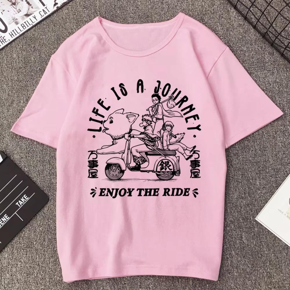 Gintama Samurai Gintoki Washed Cotton T‑shirt Unisex Teen Gothic Vintage Korean Fashion Short Sleeve Streetwear Casual Tops