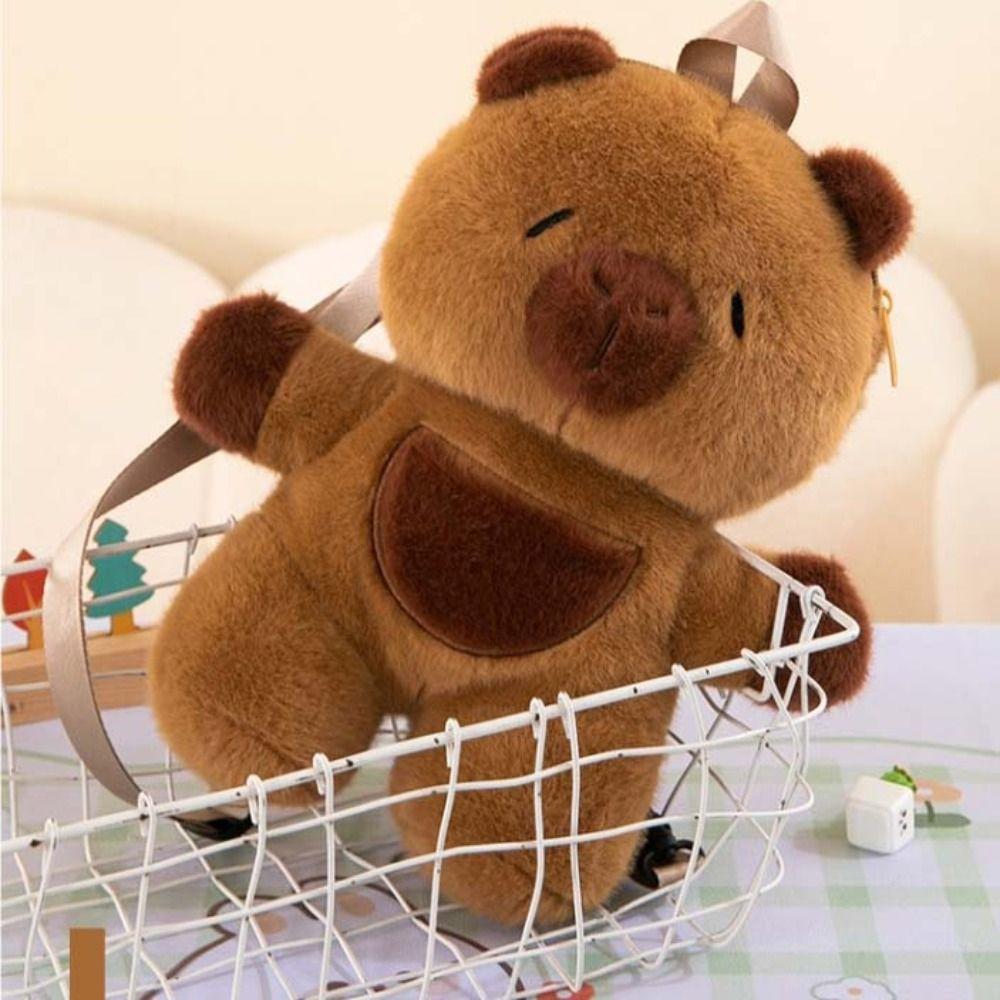 Large Capacity Capybara Plush Handbag Stuffed Cartoon Backpack Capybara Crossbody Bag  Unisex