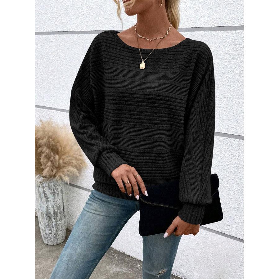 Autumn/Winter Comfortable Casual Solid Color Sweaters Long Sleeve Round Collar Splicing Head Pullover Loose Female Tops