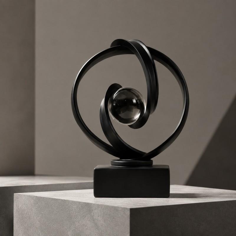 Modern Minimalist Resin Crystal Ball Decorative Ornament Black Matte Fortune Sphere Living Room Entryway Office Desk