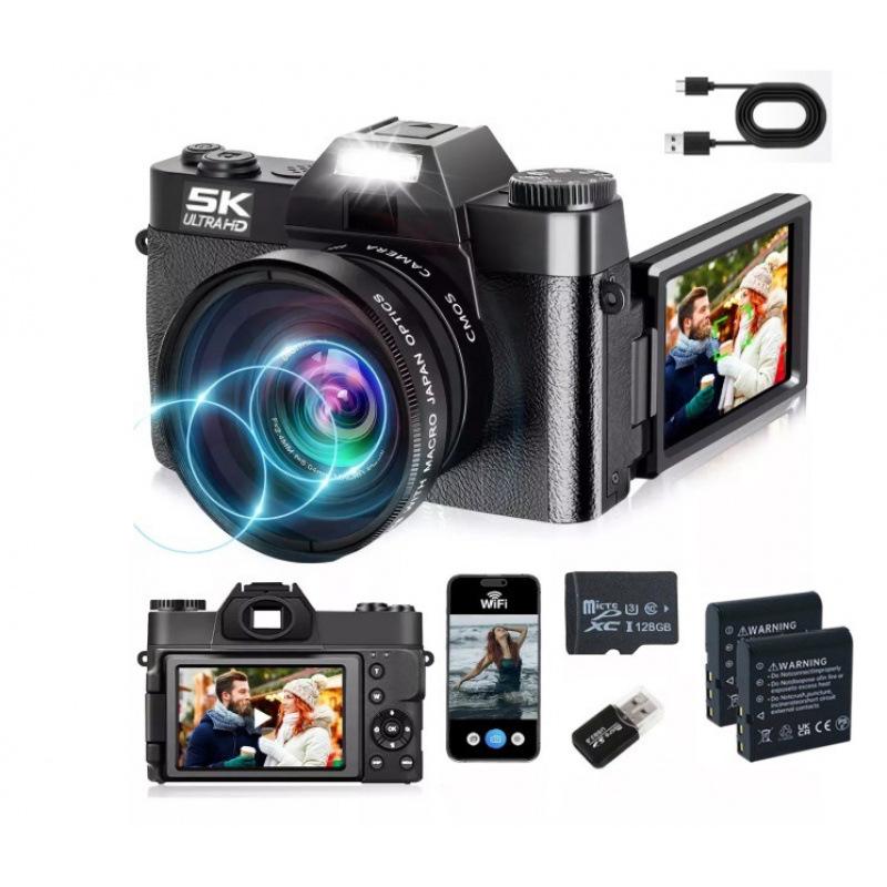 Cross-Border R10: 5K HD Retro WiFi Camera, Flip Screen, 16x Zoom, Anti-Shake, Beauty Mode.