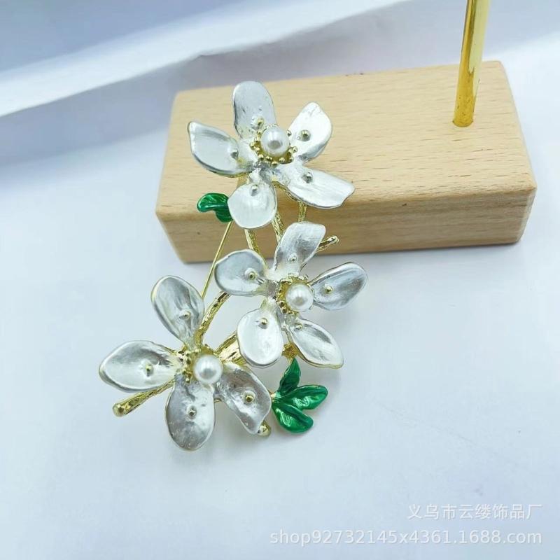 Peach Flower Adornment Formal Event Jewelry Handmade Flower Clothing Jewelry Alloy Texture for Special Occasions