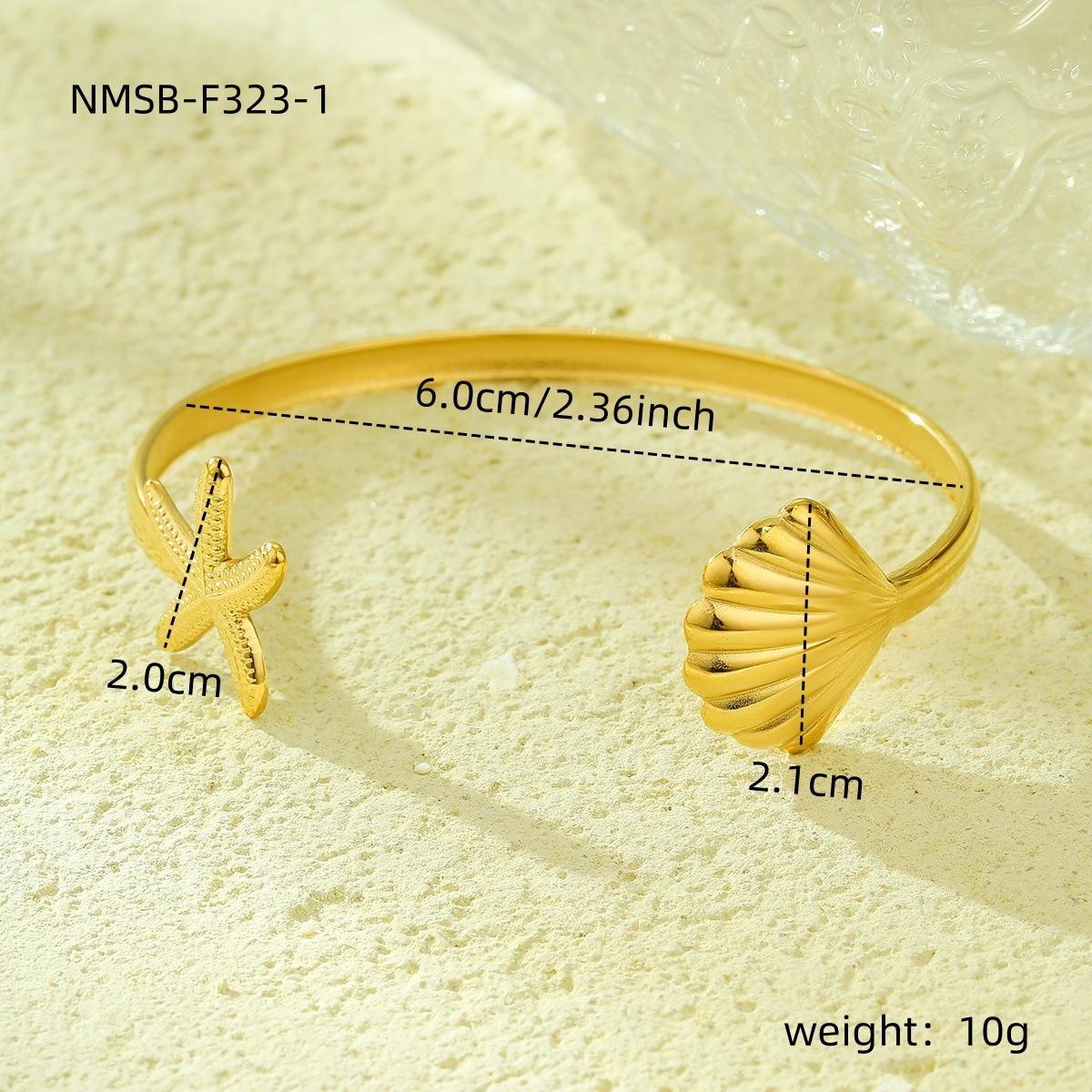 GEMCHIC Women s Fashion Titanium Steel Seashell Open Adjustable Bangle Bracelet