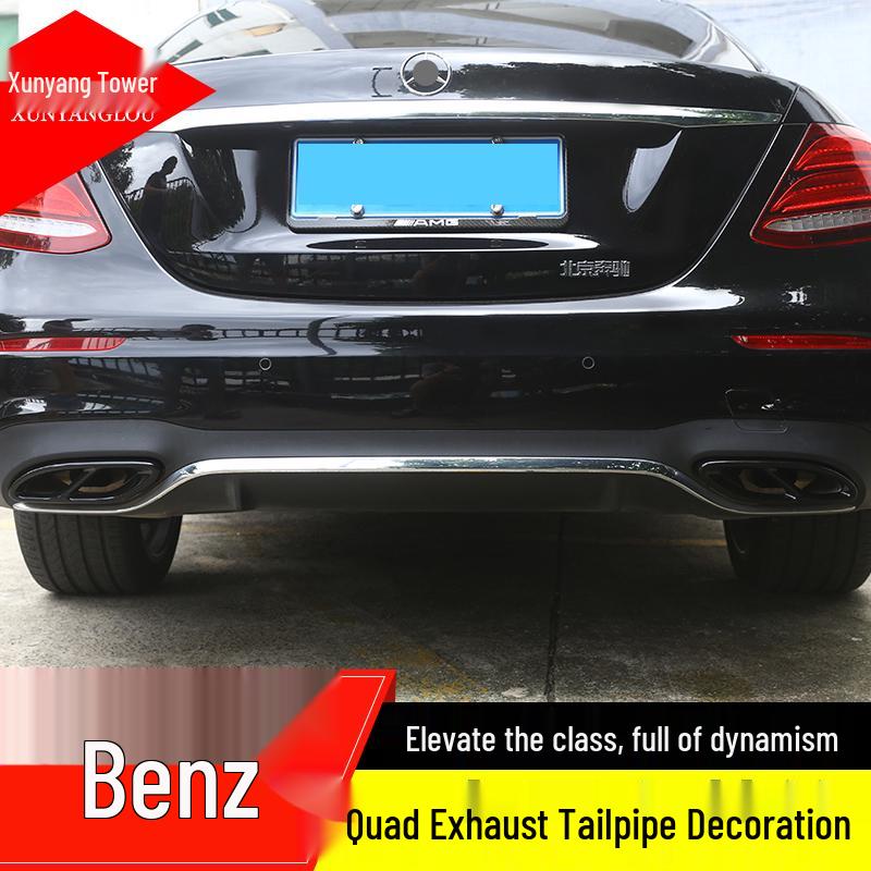 Couvercle de sortie d'échappement compatible pour Mercedes Classe A, C, E, GLC - Modification décorative à quatre sorties.
