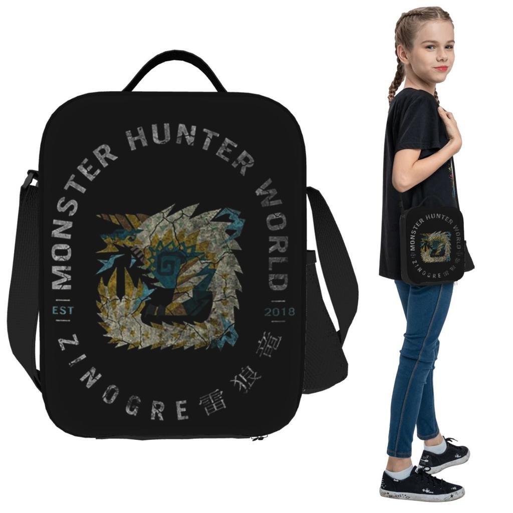Monster Hunter Vintage Zinogre Lunch Bags Insulated Bento Box Portable Lunch Tote Picnic Bags Cooler Bag for Woman Girl Travel