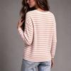 Women's Vintage Striped V Neck Long Sleeve Sweater Casual Fall Winter Pullover Top