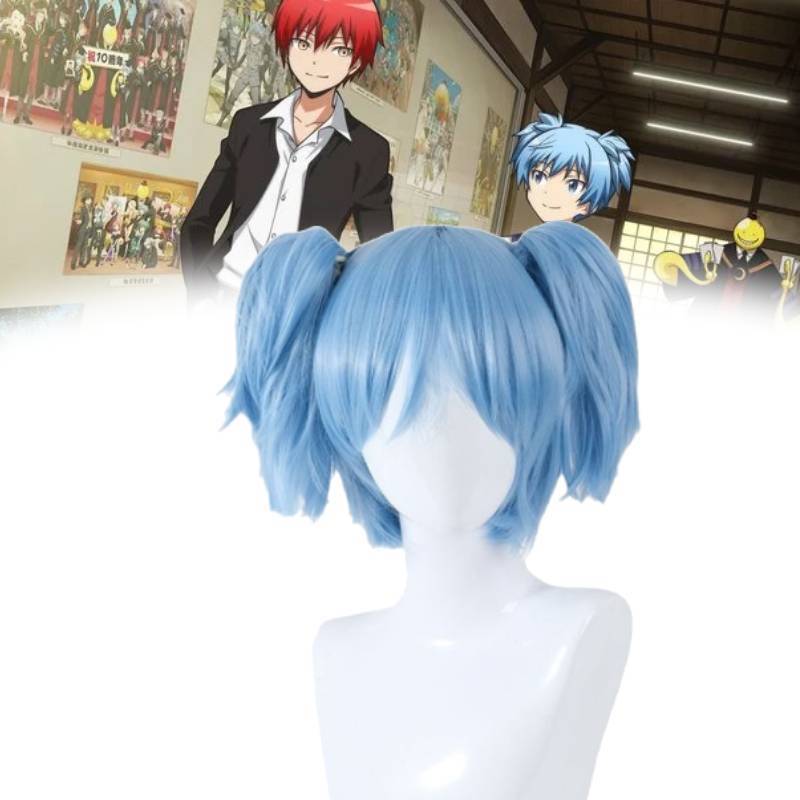 Peluca Cosplay de Shiota Nagisa de Assassination Classroom Con Doble Cola de Caballo Para Fiestas de Disfraces
