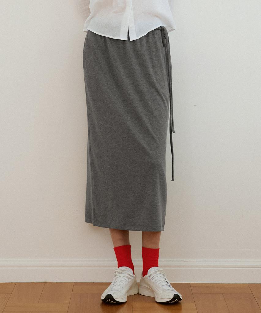 Banwonateullie P3293 Fluffy Midi Skirt_Melange Gray