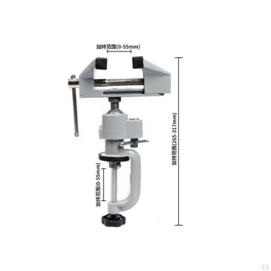 2 Pieces Rotating Bench Vise with Clamp Aluminum Alloy Clampon Drill Holder Adjustable