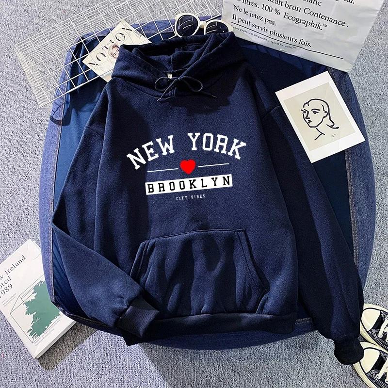 Brooklyn Print Hoodie Woman High Quality Loose Hooded Sweatshirt Ladies Fall Winter Home Outdoor Comfort Casual Warm Pullover