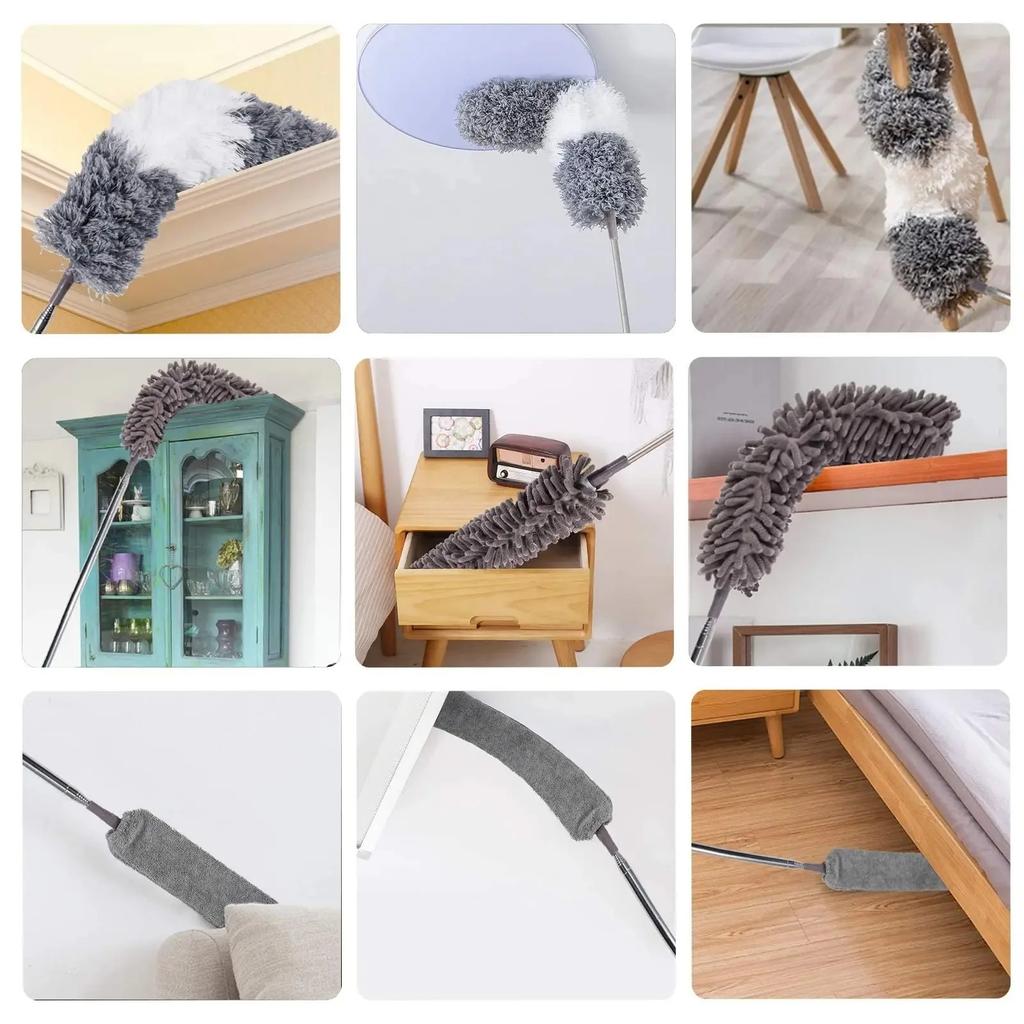 Multifunctional Microfibre Brush Gap MopTelescopic Washable Duster Long Extendable 250 cm for Spider Web Remover Dust Cleaning