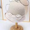 French bow knitted bucket hat women's autumn and winter retro basin hat short-brimmed top hat elegant and versatile small hat