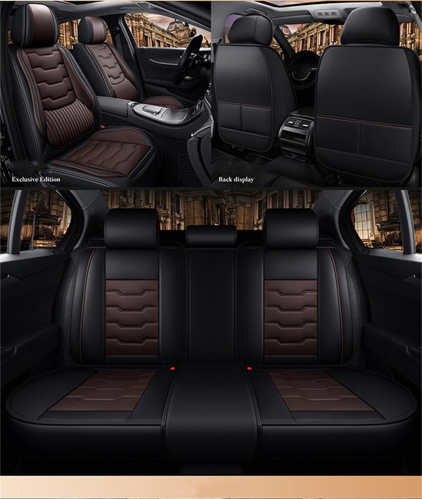 6D Stereo PU Leather Car Cushion Seat Covers Car-styling Full Surrounded Front+rear Cushion 5-Seats For all Seasons...