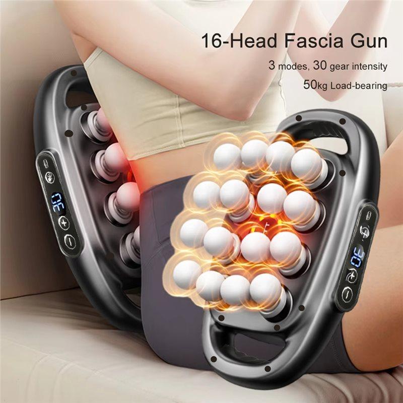 16-Heel Head Percussion Massager Gun Electric Deep Tissue Body Fitness Muscle Relaxation Tool For Back, Shoulders, Legs, Feet