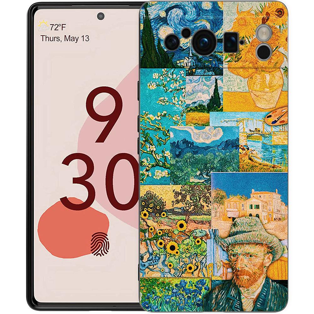 

Mona Lisa Van gogh Oil Painting Art Phone Case For Google Pixel 8 A 7 6 Pro Soft TPU Shell For Pixel 6A Shockproof Black Cover Pixel 8 Pro