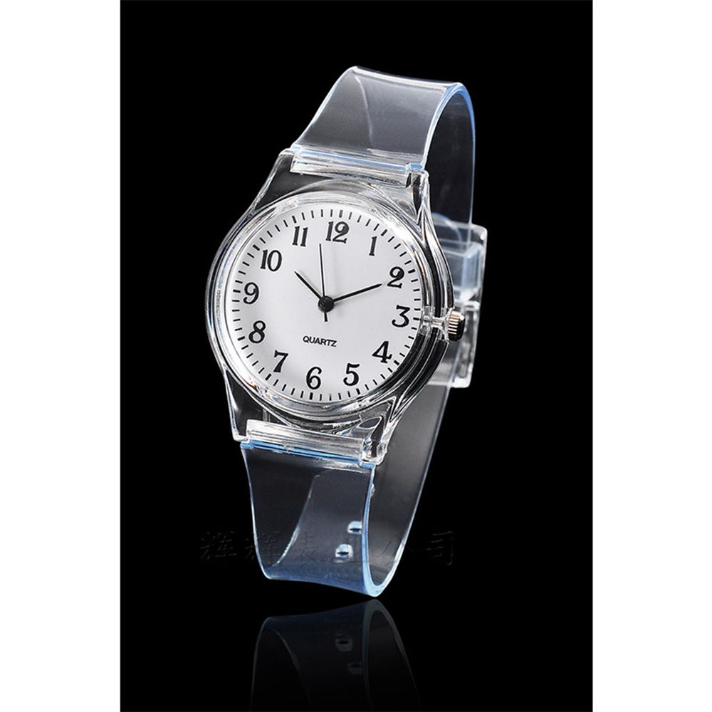 Good Sport Band PVC New Women Transparent Analog Stainless Steel Wrist Watch Watches Quartz