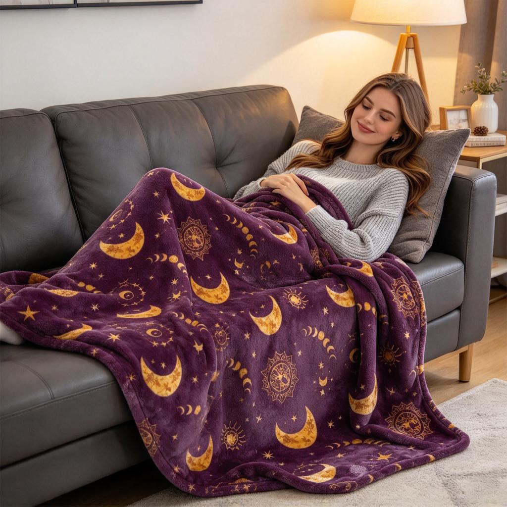 Constellation Plush Throw Blanket, Digital Print Cozy Blanket for Couch, Bed, Sofa, Nap and Conditioned Rooms