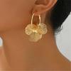 Elegant Vintage Flower Petal Pendant Earrings for Women Hanging Lightweight Ear Pendants Fashion Party Wear Jewelry