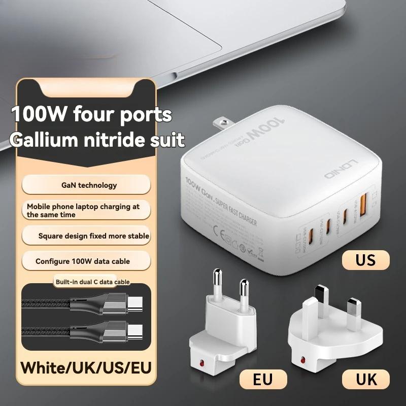 Set încărcător cu nitrură de galiu cu patru porturi de 100 W GaN Încărcare super rapidă Mufă de încărcare EU/US Încărcător de birou