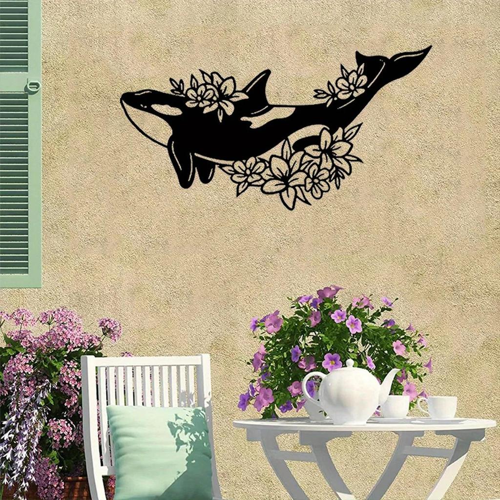 Whale Mural Marine Life Metal Silhouette Home Decor Outdoor Wall Art Craft Halloween Christmas New Year Gift