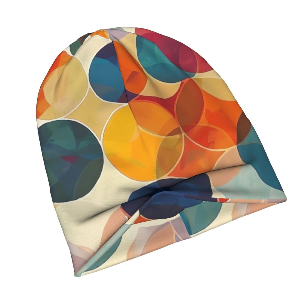 2D Flat Printing Colorful Circle Pattern Knit Hat with Subtle Fashion Details, Ideal for Adults Seeking Texture And Character in Cold-Season Daily Wea
