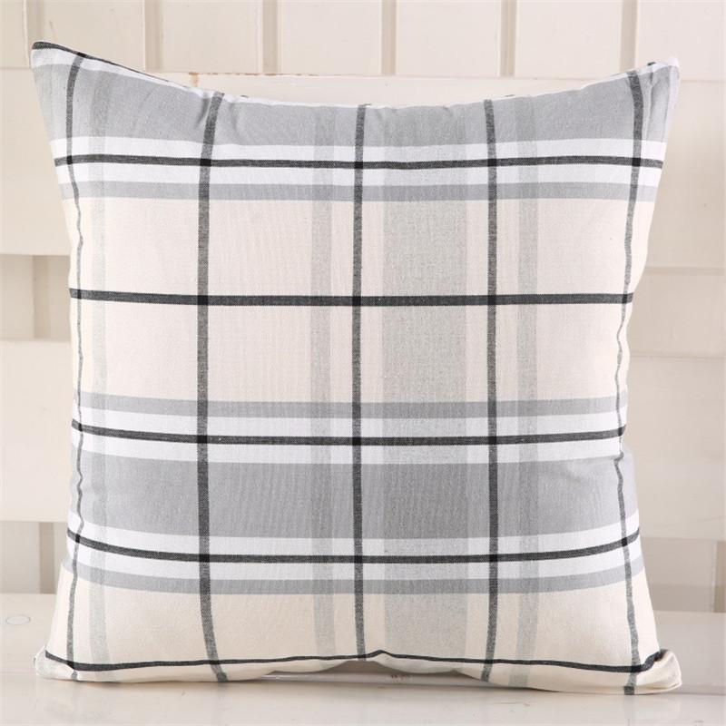45x45cm Soft Linen Plaid Striped Pillowcase Sofa Waist Cushion Cover Home Office Chair Party Decoration