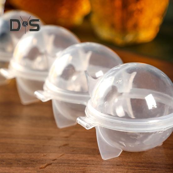 Eiskugelmacher, runde Eiswürfelform mit 4 Löchern, leicht zu befüllen und freizugeben, Eiskugelmacher mit Silikonabdeckung für Whisky-Cocktails