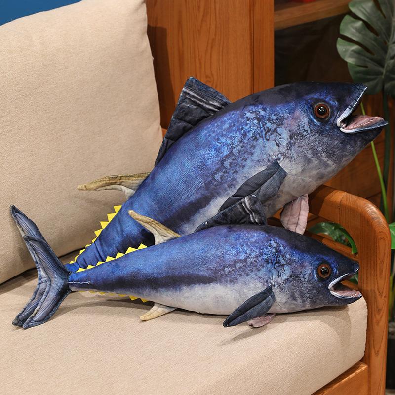 55cm Imitation Tuna Plush Toy Pillow Cartoon Lifelike Tuna Stuffed Pillow Bed Chair Plush Cushion Sleeping Plush Pillow