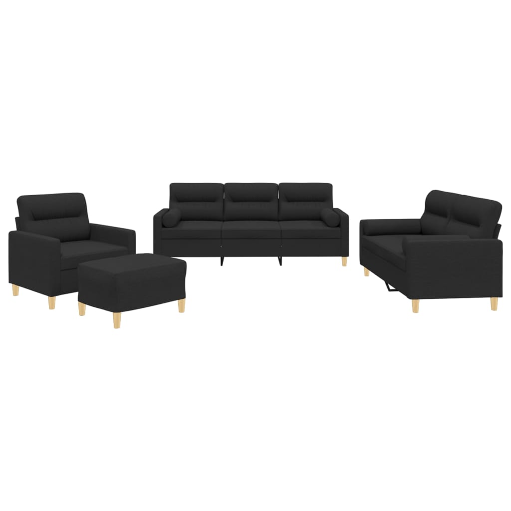 Vidaxl 4-Cz. Relaxation Set With Cushions, Black, Fabric